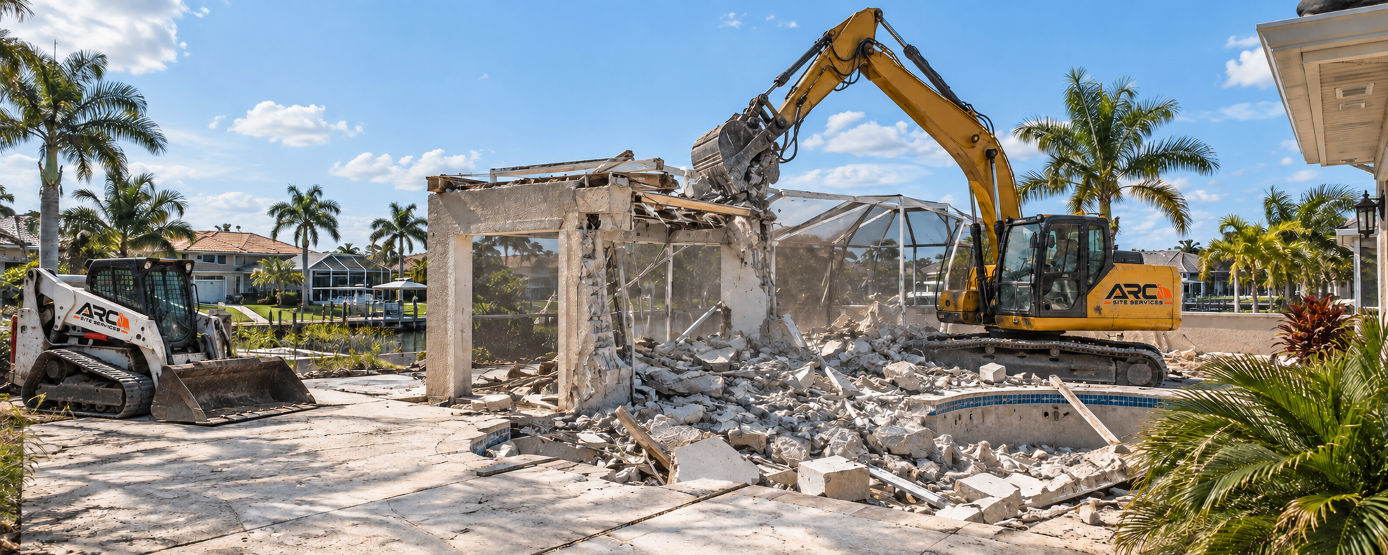 ARC Site Services performing concrete structure demolition in Southwest Florida