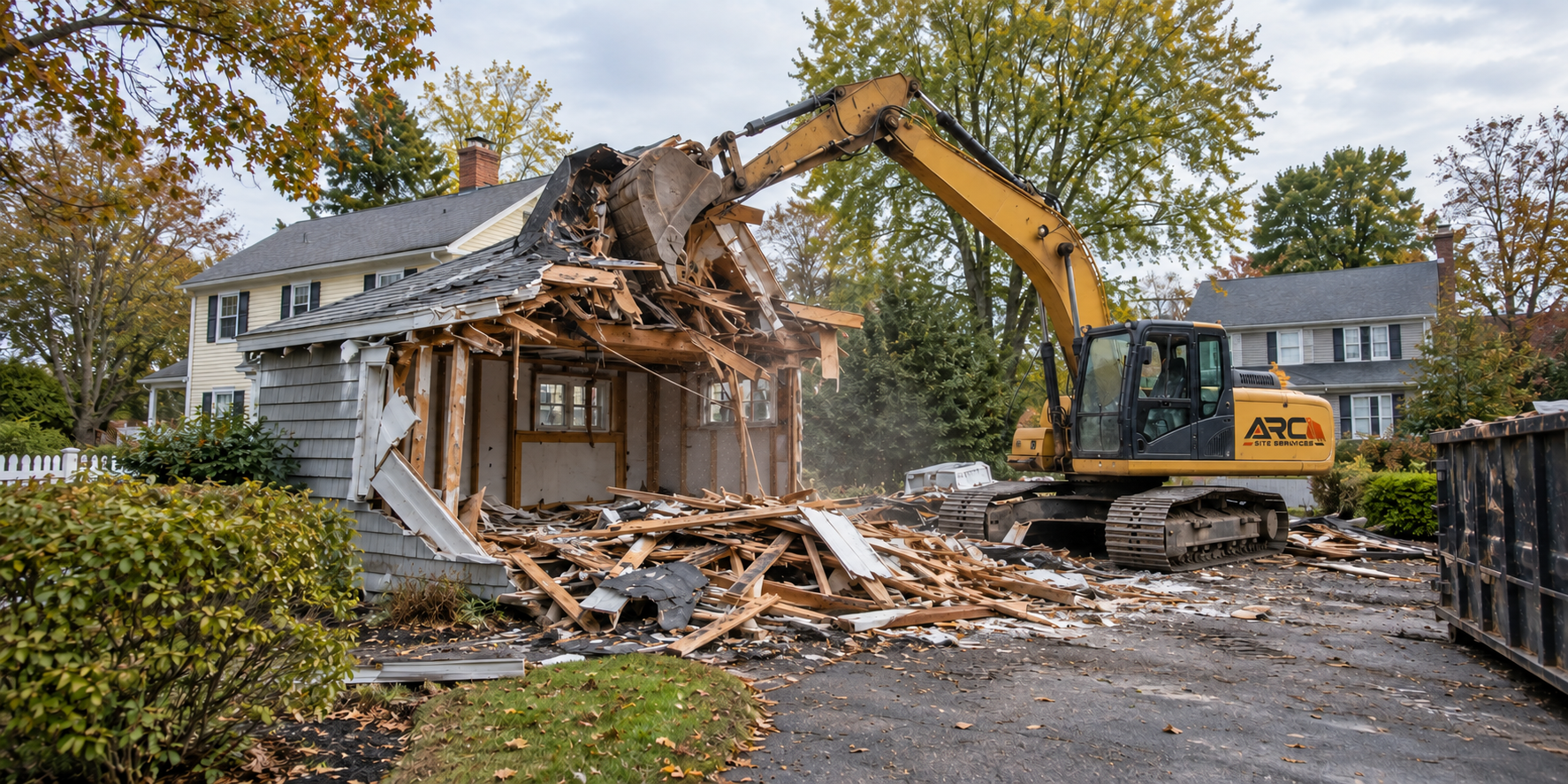 ARC Site Services performing residential structural demolition in Massachusetts